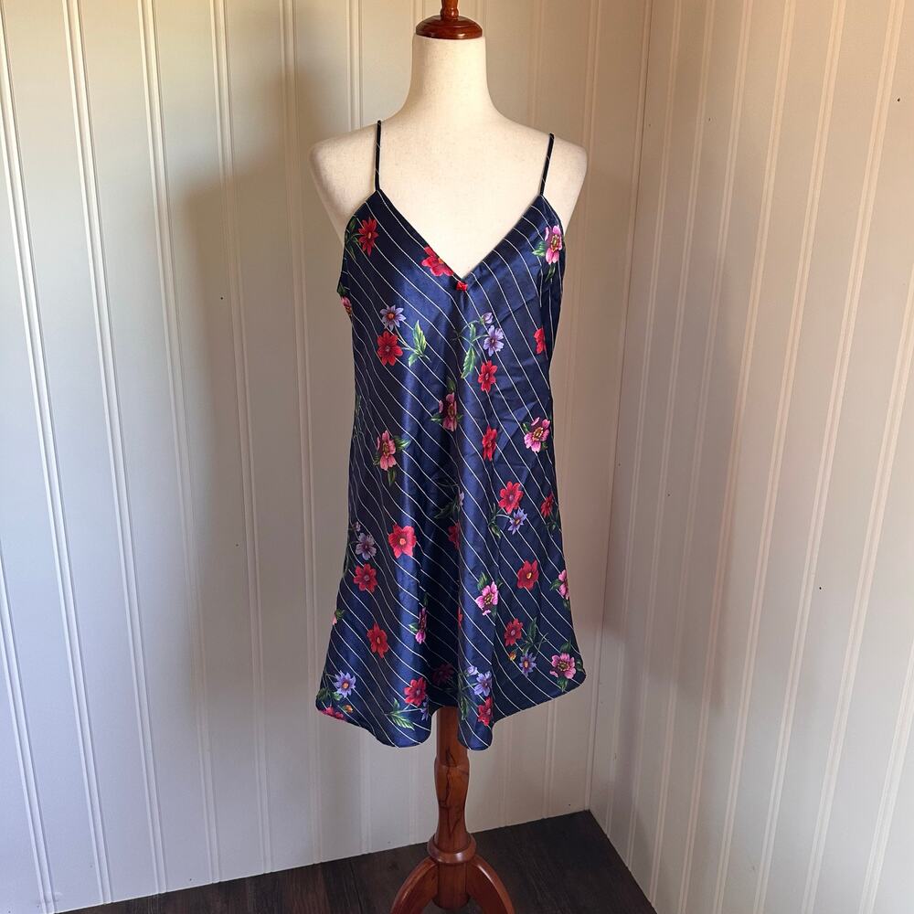 Vintage 90s/Y2K Blue Mini Slip Dress S/M